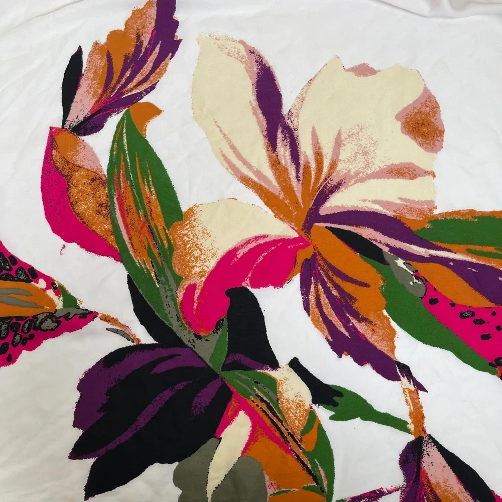 A New Day Women's Hair Purse Scarf Floral Square White Pink Green‎ Orange